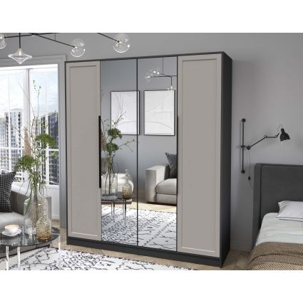 Шкаф распашной Тренд КТ-Ш4 (з) (Антрацит ЛДСП/ Луна ЛМДФ) Ш1800 В2128 Г547